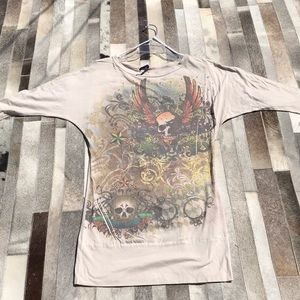 C.gen Gothic Skull graphics 3/4 sleeves tee Sz L